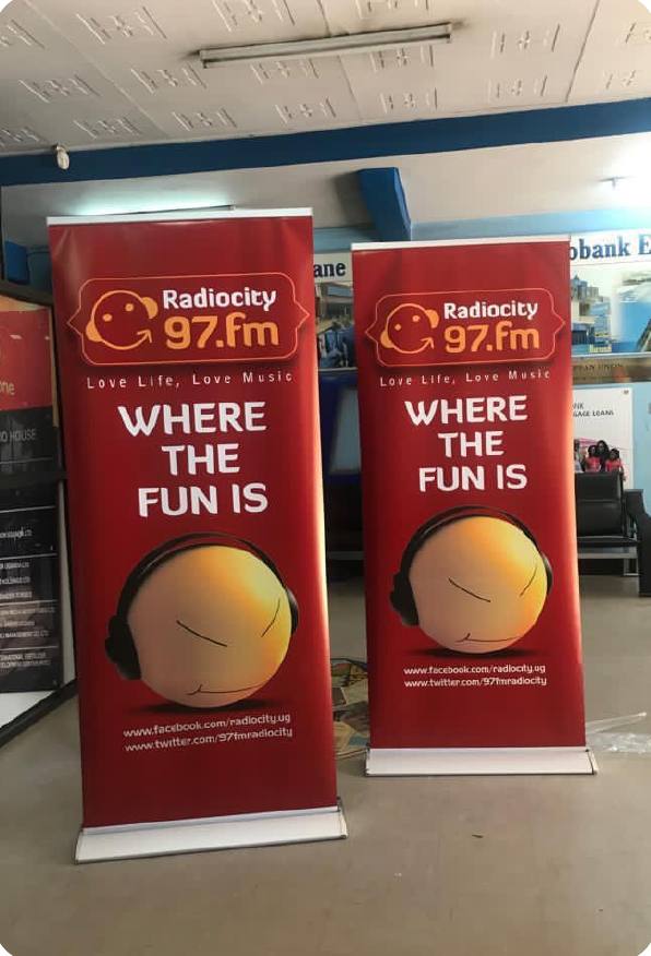 Large format printed roll-up banners for Radiocity 97fm