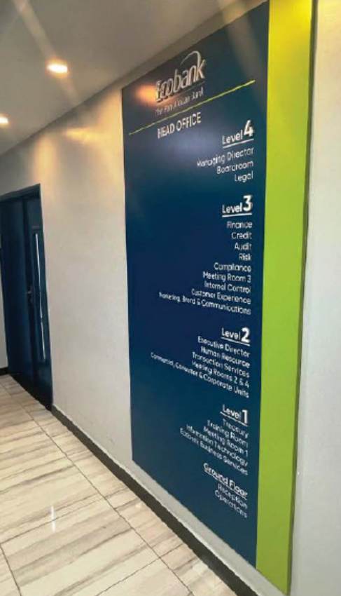 Ecobank — office directory wall