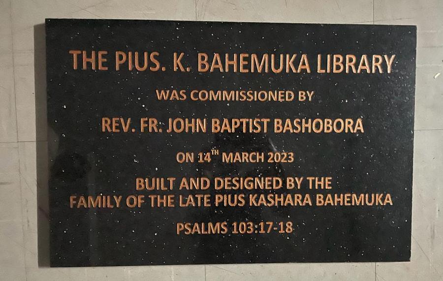 Pius K. Bahemuka Library — engraved marble stone