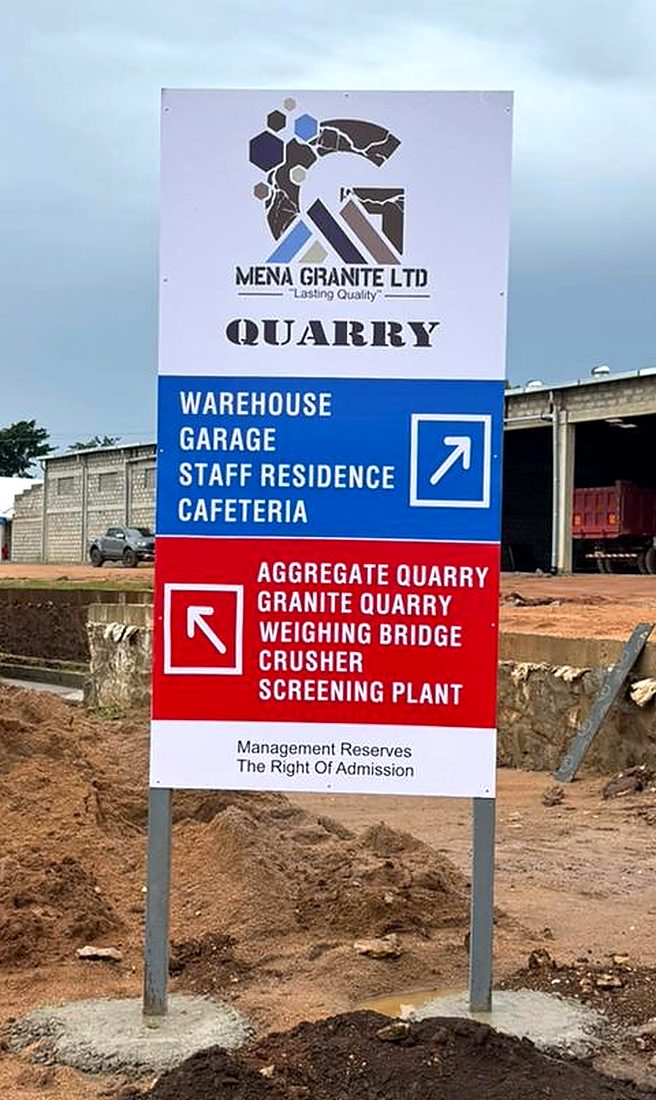 Mena Granite — quarry directional sign