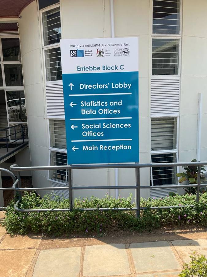 MRC/UVRI Entebbe — directional signpost