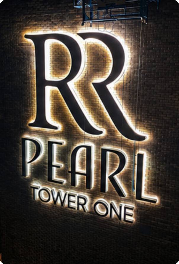 RR Pearl Tower One backlit building letters