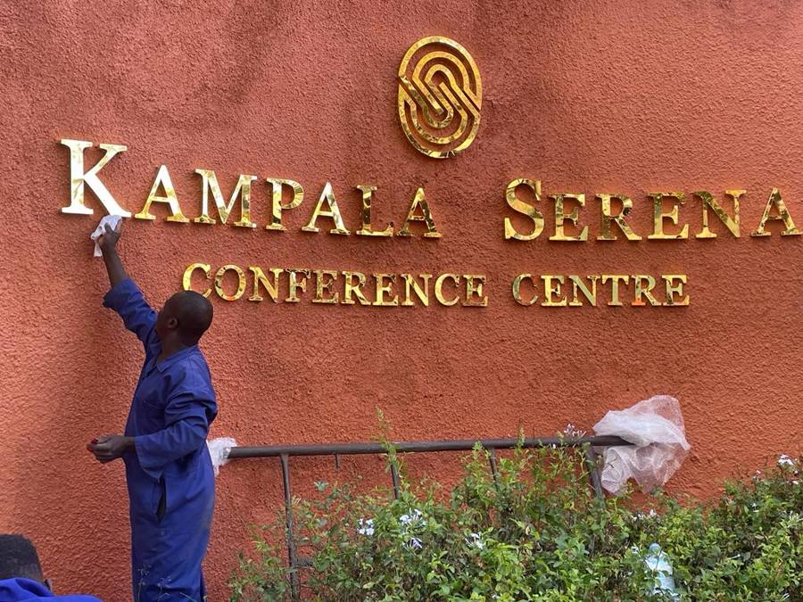 Kampala Serena Conference Centre — gold-plated lettering