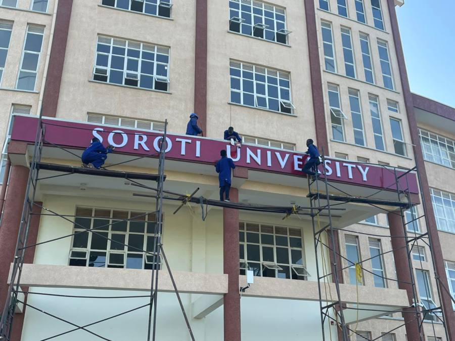 Soroti University — fascia sign installation